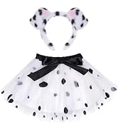Haakong Dalmatian Costume Set Tutu Skirt and Puppy Dog Ear Headband for Halloween 100 Days of Sch...