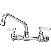 BWE Kitchen Faucet Wall Mount Commercial Sink Faucet Kitchen Utility Laundry 8“ Swivel Spout 2 Du...