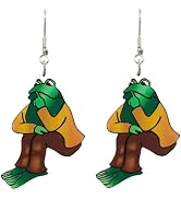 Frog Earrings For Women, Asymmetrical Think Animal Book Fun Unique Creative Animal Dangling Trend...