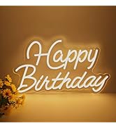 Happy Birthday Neon Sign for Wall Decor,Led Happy Birthday Neon Light Sign,USB Powered Dimmable L...