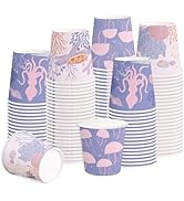 RUSPEPA 5oz Disposable Paper Cups, Bathroom Cups Small Mouthwash, 100 Pack Set Ocean Theme Design...