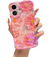 XIZYO Case for iPhone 16 Plus Oil Painting Flower-Pink Flower/Pink | Girly Cute Colorful Retro Fl...
