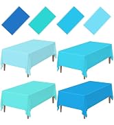 BCCSNNM 4 Pack Blue Plastic Tablecloth,Ocean Themed Party Tablecloth Disposable Under the Sea Tab...