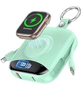 citicr Portable Charger 10000mAh w/Built-in Cables & iWatch Charger Green | Fast charging, Built-...