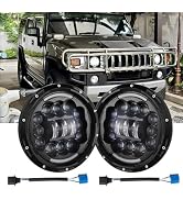 HMCYCI H6024 7-inch LED Headlights Compatible with 2006-2010 Hummer H2 H3 H3T,500% Bright 120W DO...