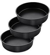 Herogo 8 x 2 Inch Black Round Cake Pan Set of 3, Nonstick Sturdy Stainless Steel Baking Pan for B...