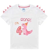 4th Birthday Girl T-Shirt Dinosaur Party B-Day Themed Tee Gift