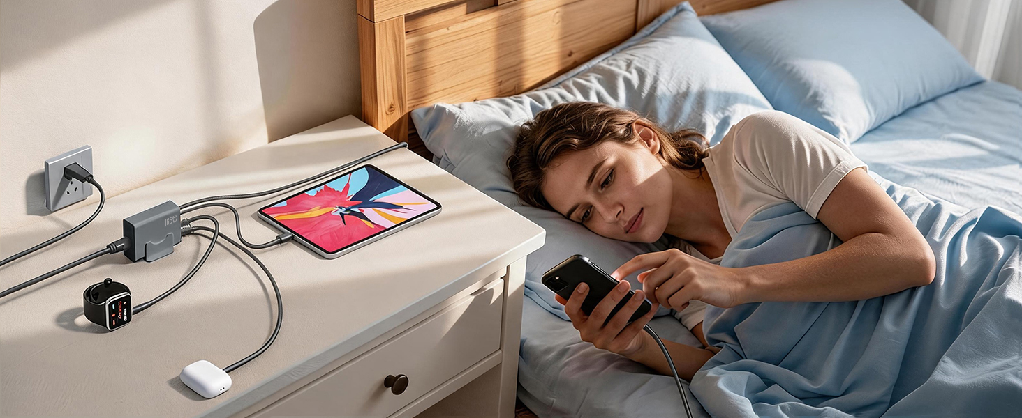 USB C Charger Station perfectly charges multiple devices for bedrooms