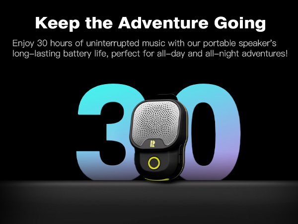 30h battery life clip on speaker