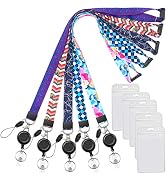 YOUOWO 5 pack Cruise Lanyard retractable with ID badges holder for ship card keys lanyards with R...