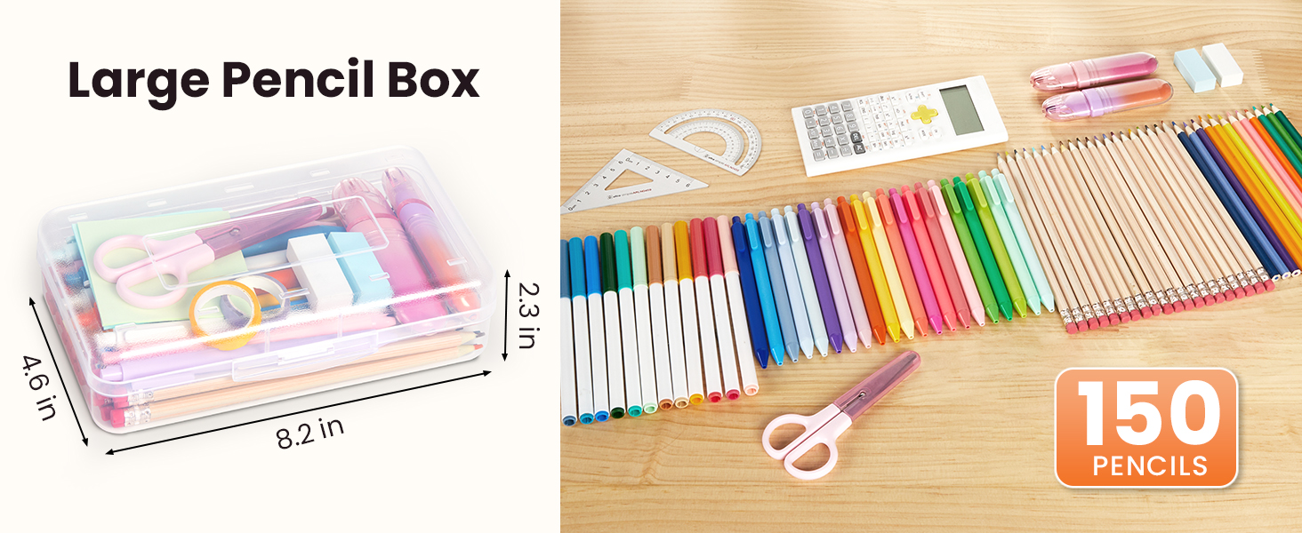 6 pack pencil box clear plastic