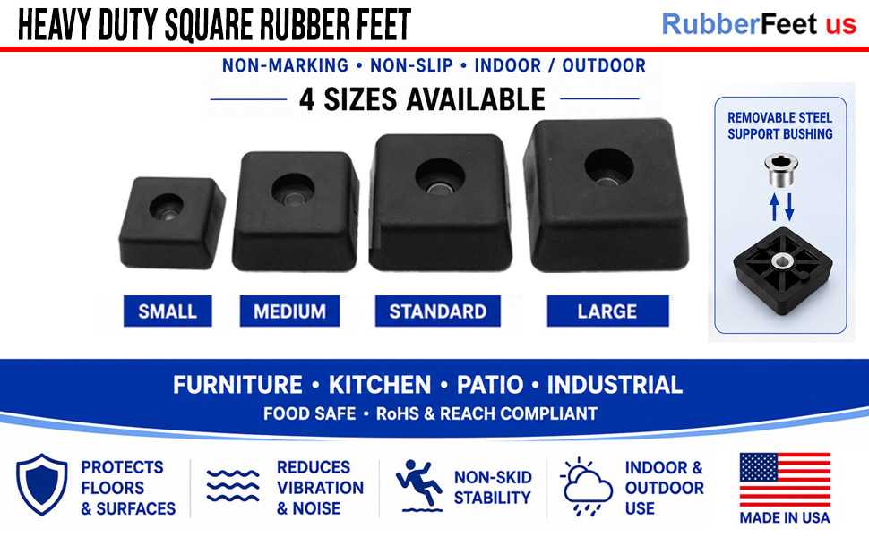 HEAVY DUTY SQUARE RUBBER FEET