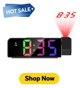 Ankilo Projection Alarm Clock for Bedrooms, 7.9" Large LED Display Alarm Clock with 180° Projecti...