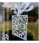 6 x Hanging Gift Window Clings for Glass Windows - Christmas Window Decorations - Winter Holiday ...