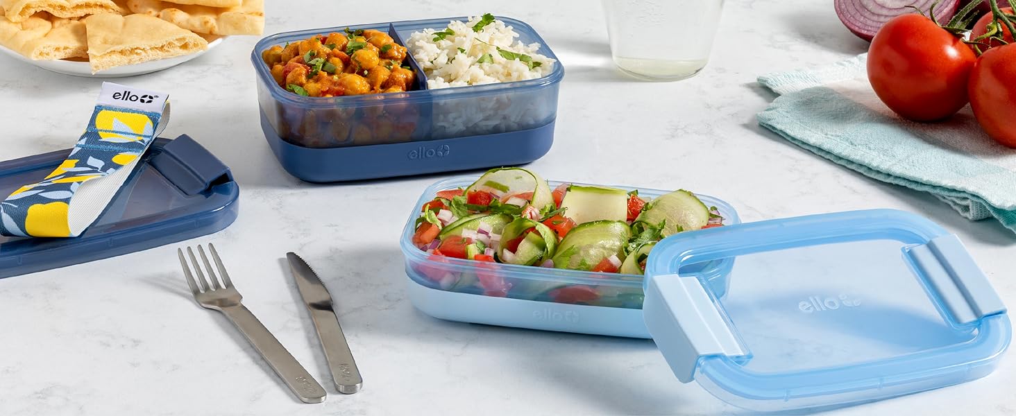 ello bento lunch stack plastic food storage container bento box with airtight locking lid