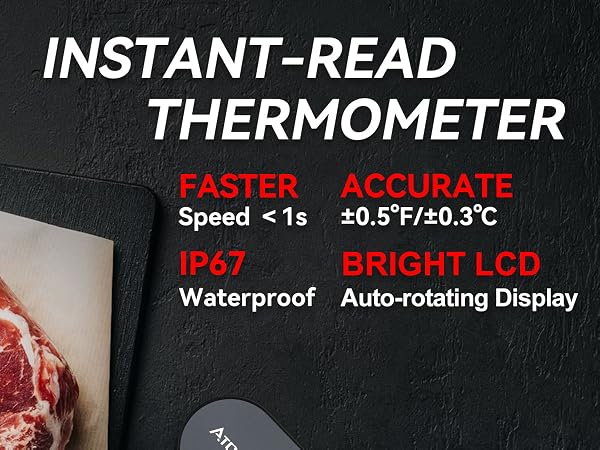 Atogou The Latest Food Thermometer. Faster: <1 Second Response time.