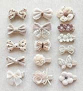 Boutique Baby Hair Bow Clips, 16 Pcs Tiny Floral Baby Barrettes Fully Lined Alligator Cli...