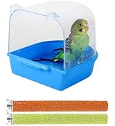 PINVNBY Parrot Bath Box Bird Bathtub Parakeet Bathing Tube with Bird Perches Stand Paw Grinding C...