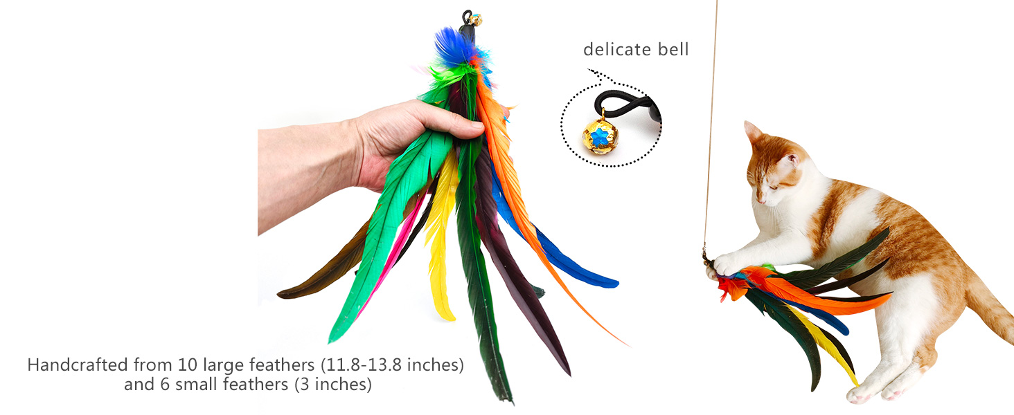 Retractable Cat Wand Toy and Feather Toys 72 Extra-Large Natural Feather Replacement 7