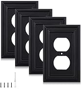 Matte Black Decorative Outlet Covers Wall Plates, Bamboo Fiber Light Switch Covers, Natural Mater...