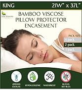 king bamboo zippered pillow protector waterproof cover 20x36 hypoallergenic