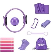 BSJ BESTGYM Pilates Ring Set for Women, Pilates Equipment with 5 Resistance Bands & Accessories, ...