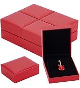 PH PandaHall 10pcs Badge Display Box Case 3.2x2.7x1.1 inch Red Imitation Leather Jewelry Box Smal...
