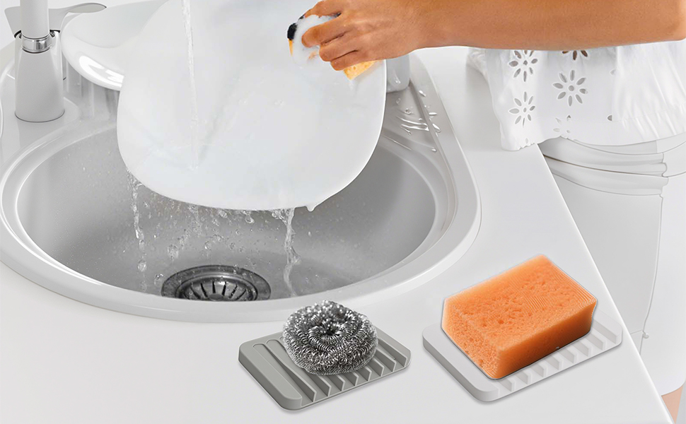 Self-draining soap dish Silicone soap holder Soap dish for bathroom sink