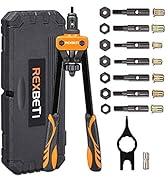 REXBETI 14" Rivet Nut Tool, Professional Rivet Setter Kit with 7 Metric & Sae Mandrels and 60pcs ...