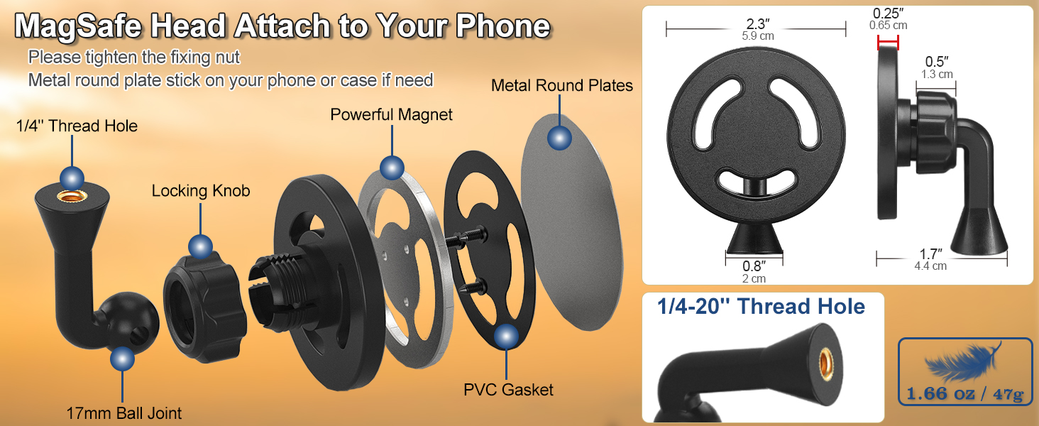 Magnetic Phone Tripod Mount Adapter MagSafe Cases iPhone Phone Holder Ring Light Selfie Sticks