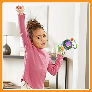 Kid shows excitement because she just leveled up in her game.