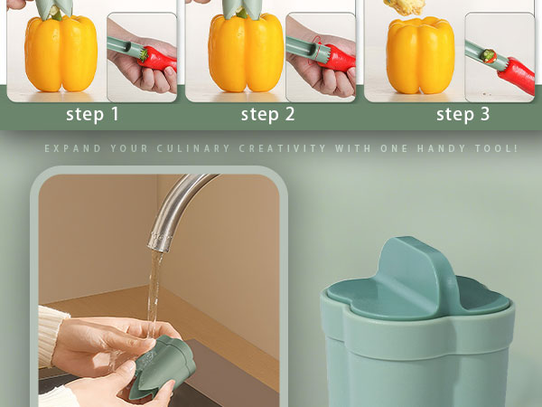 2 in 1 Red Bell Pepper Seed Corer Remover Tool