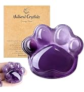NUKAYAI Amethyst Cat Paw Crystal Statue Worry Stones for Anxiety Figurines Carved Healing Crystal...