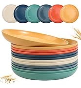 SGAOFIEE 12 PACK 9 Inch Lightweight Wheat Straw Plates, Microwave and Dishwasher Safe BPA Free an...