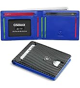 GSOIAX Mens Slim Wallet RFID Blocking Bifold wallets for men Minimalist Genuine Leather Carbon Fi...