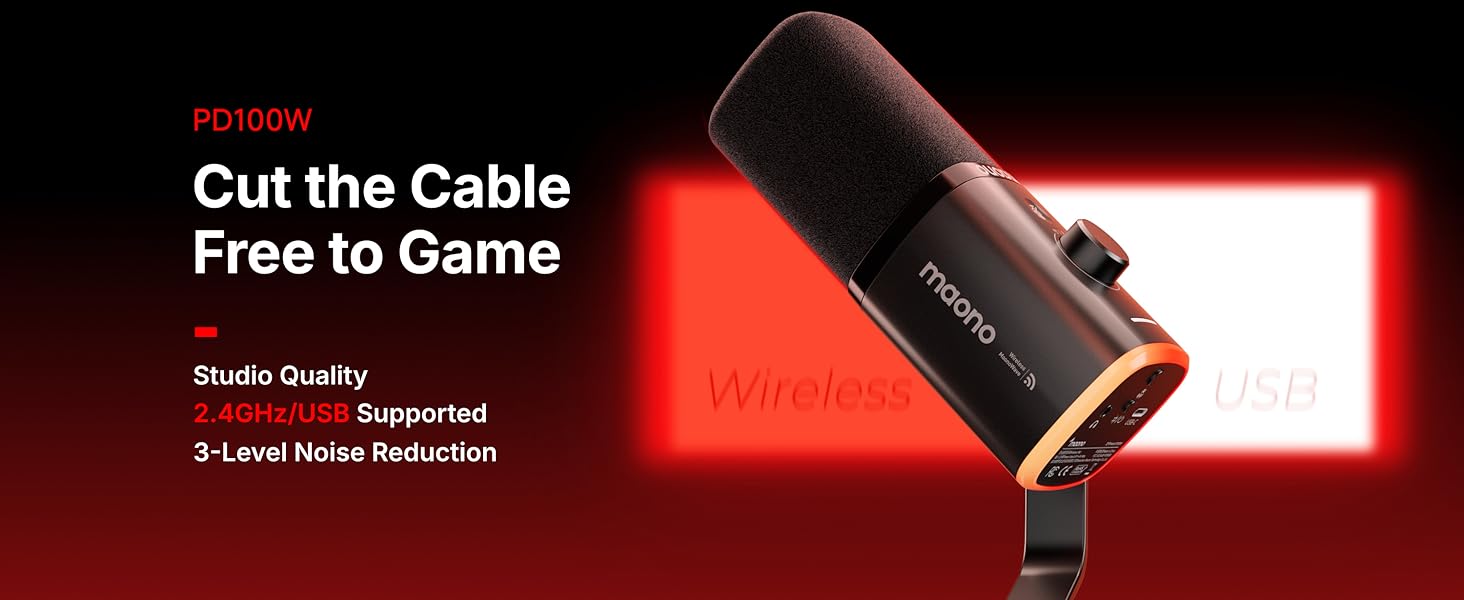 PD100W wireless dynamic microphone for pc gaming