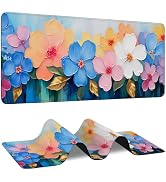 Watercolor Flowers Mouse Pad,Extended Cute Office Desk Pad for Women Girly,Waterproof Rubber Base...