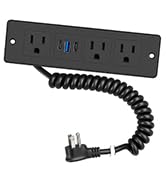 Drawer Outlet with Spring Cord, 20W Fast Charging Recessed Power Strip, 3AC+2USB-C+1USB-A for Fur...