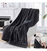 SEALY Electric Blanket with Foot Pocket for Adults, Flannel & Sherpa Heated Blanket Throw with 6 ...