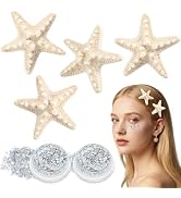 Sightor 4PCS Starfish Hair Clips, Mermaid Hair Accessories With 2PCS Face Body Glitter Gel, Women...