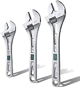SK 3-Piece Adjustable Wrench Set, 6-Inch, 8-Inch, 10-Inch, Cr-V Steel, SAE & Metric Scales