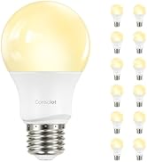 Consciot A19 LED Light Bulbs Dimmable,60W Equivalent,3000K Warm White,9W 800 Lumens,E26 Standard ...