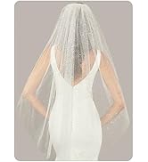 YAEISM Bride Wedding Veil White Glitter Cathedral Veil Sparkly Bachelorette Veil Fingertip Bridal...