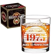Vintage 1975 Whiskey Glasses, Bourbon Glass, 50th Birthday Gifts Men, 50th Birthday Decorations f...