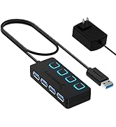 SABRENT 4 Port USB 3.0 Hub with Individual LED Lit Power Switches, Includes 5V/2.5A Power Adapter...