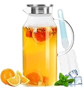 Yirilan Glass Pitcher, 90 oz/2.6 Liter Water Pitcher with Lid, Large Juice Pitchers for Drinks, G...