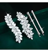 WHAVEL Hair Clips, 4Pcs Rhinestone Hair Pins for Women, Silver Bridal Barrettes, Wedding Hair Acc...