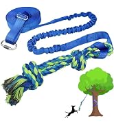 SYOOY Dog Bungee Tug Toy Hanging from Tree,Outdoor Tether Tug of War Interactive Dog Rope with Ch...