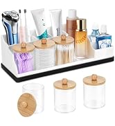 Bathroom Organizer Countertop, White Silicone Toothbrush Holders for Bathrooms with 3PCS Qtip Hol...