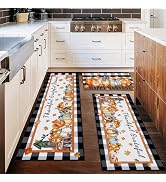 Ileading Fall Kitchen Rugs Set of 3 Pieces, Washable Kitchen Floor Mats with Non-Slip Rubber Back...
